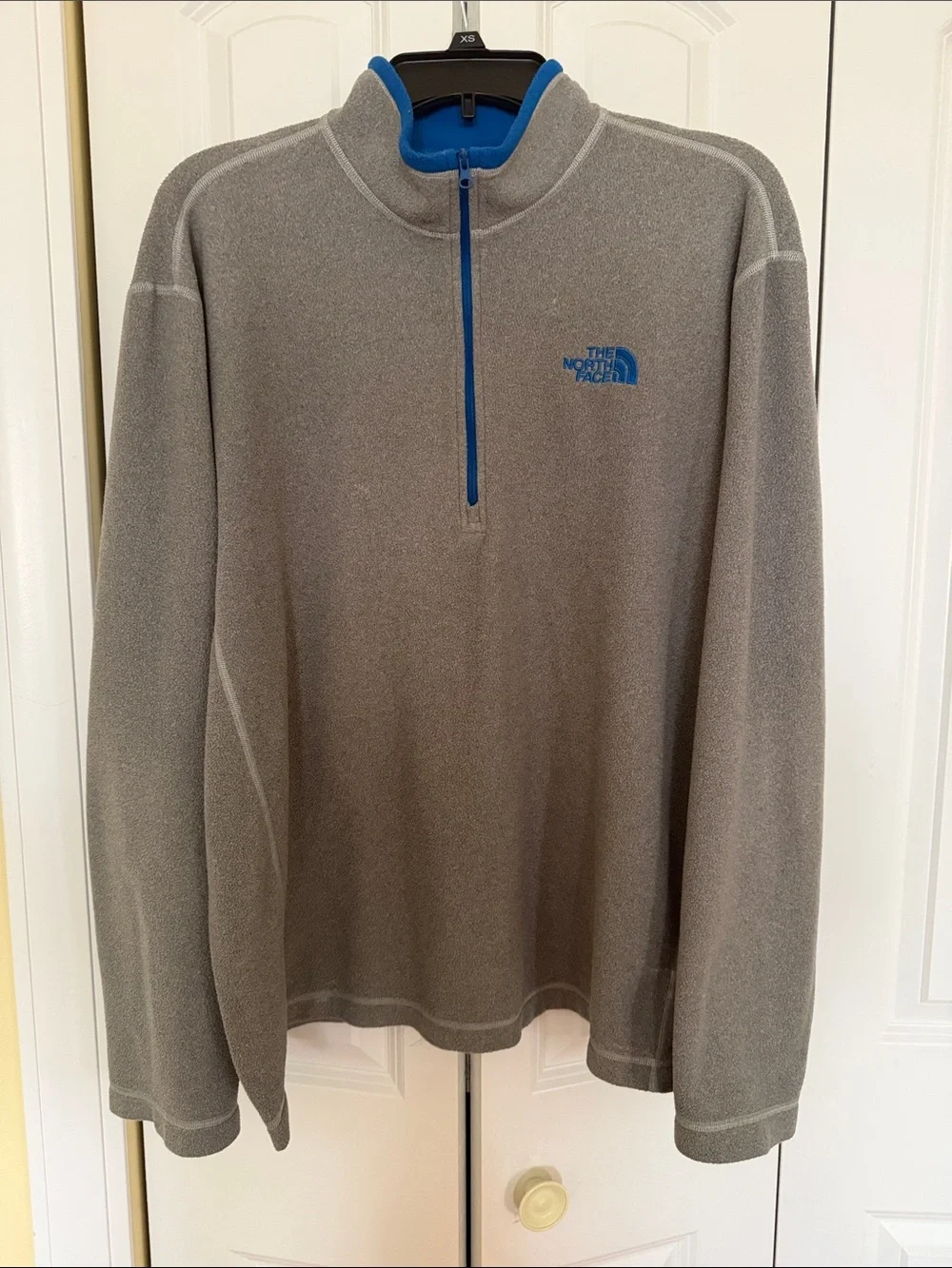 The North Face Gray Fleece Half-Zip with Blue Accents
